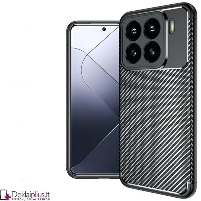 Carbon guminis dėklas - juodas (Xiaomi 15) Carbon guminis dėklas - juodas (Xiaomi 15)